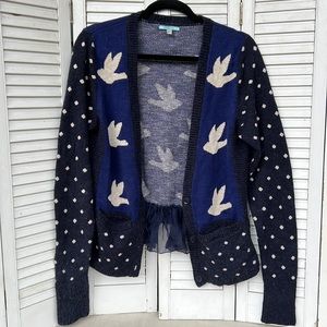 Anthro Leifnotes Ruffled Flight bird cardigan